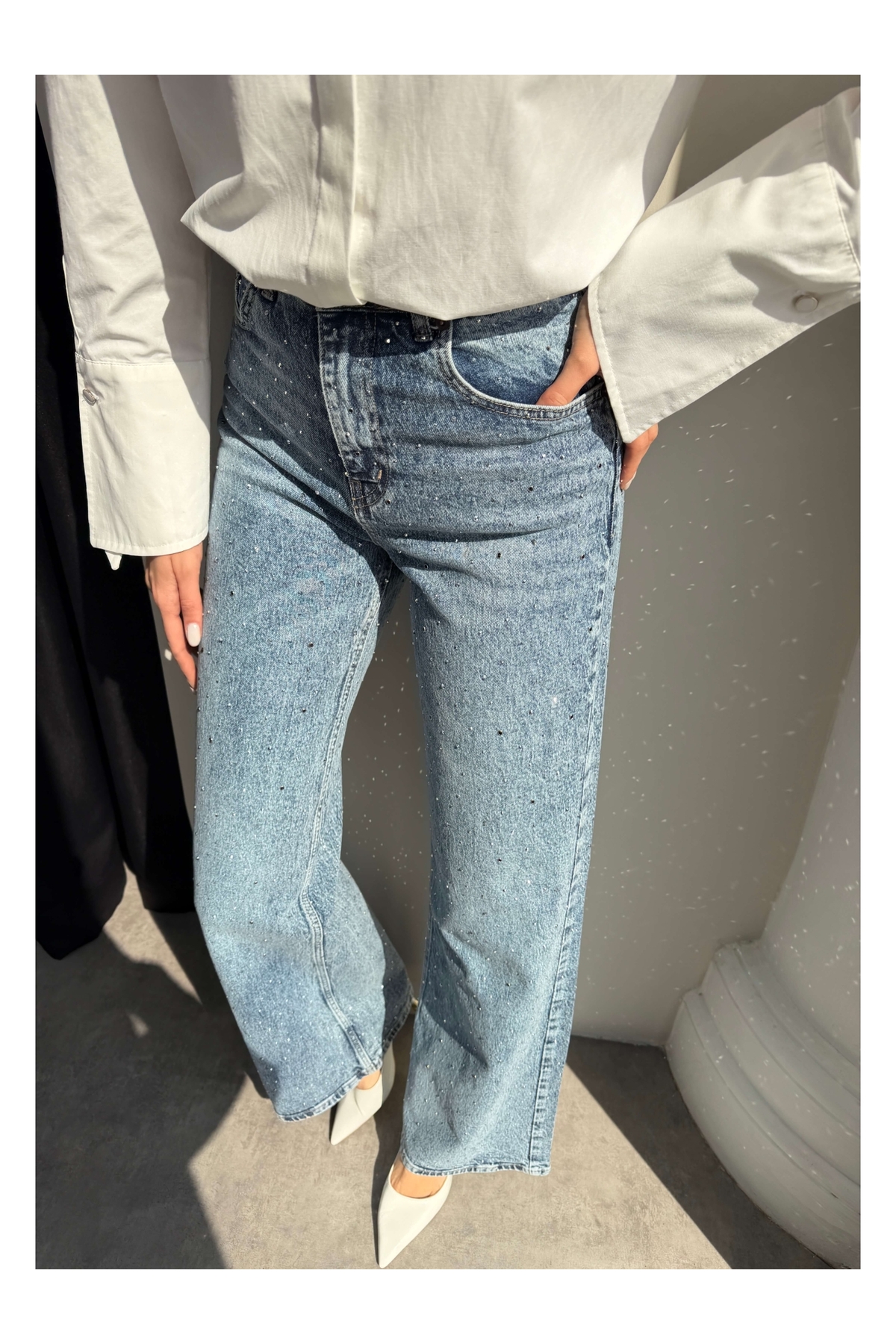 ESRAHELVACI  Taşlı Wide Leg Jean