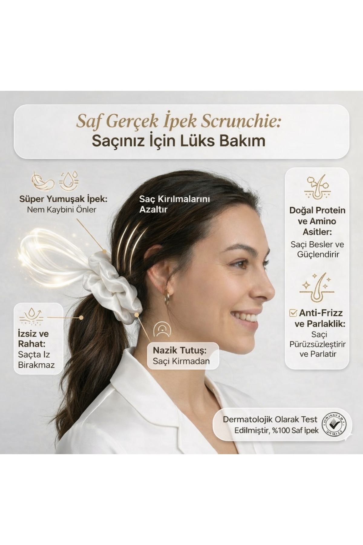 zau %100 Saf İpek Scrunchie Saç Tokası(Özel Kılıfı İle) görsel 2