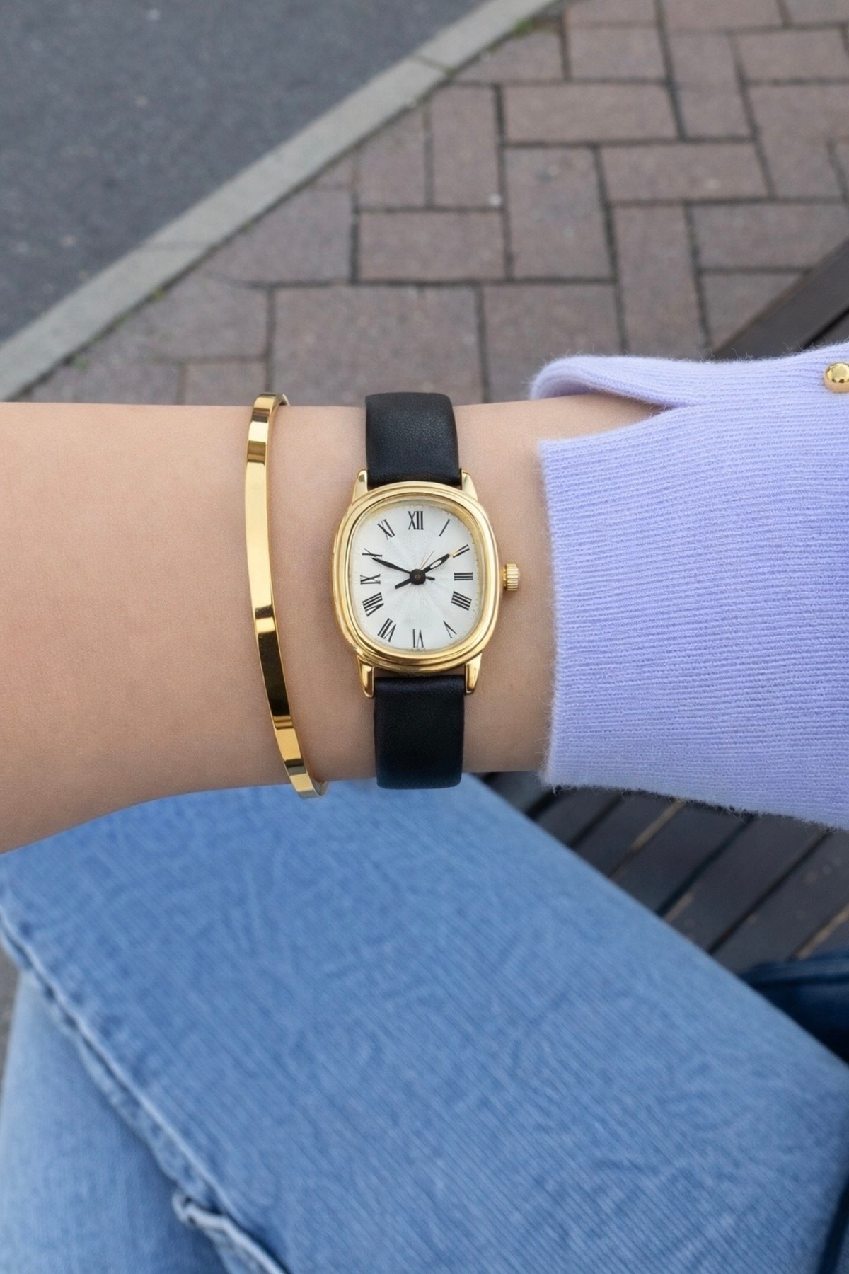 Sobce  Retro Minimal Şık Deri Kahve Kordon Kadın Kol Saati