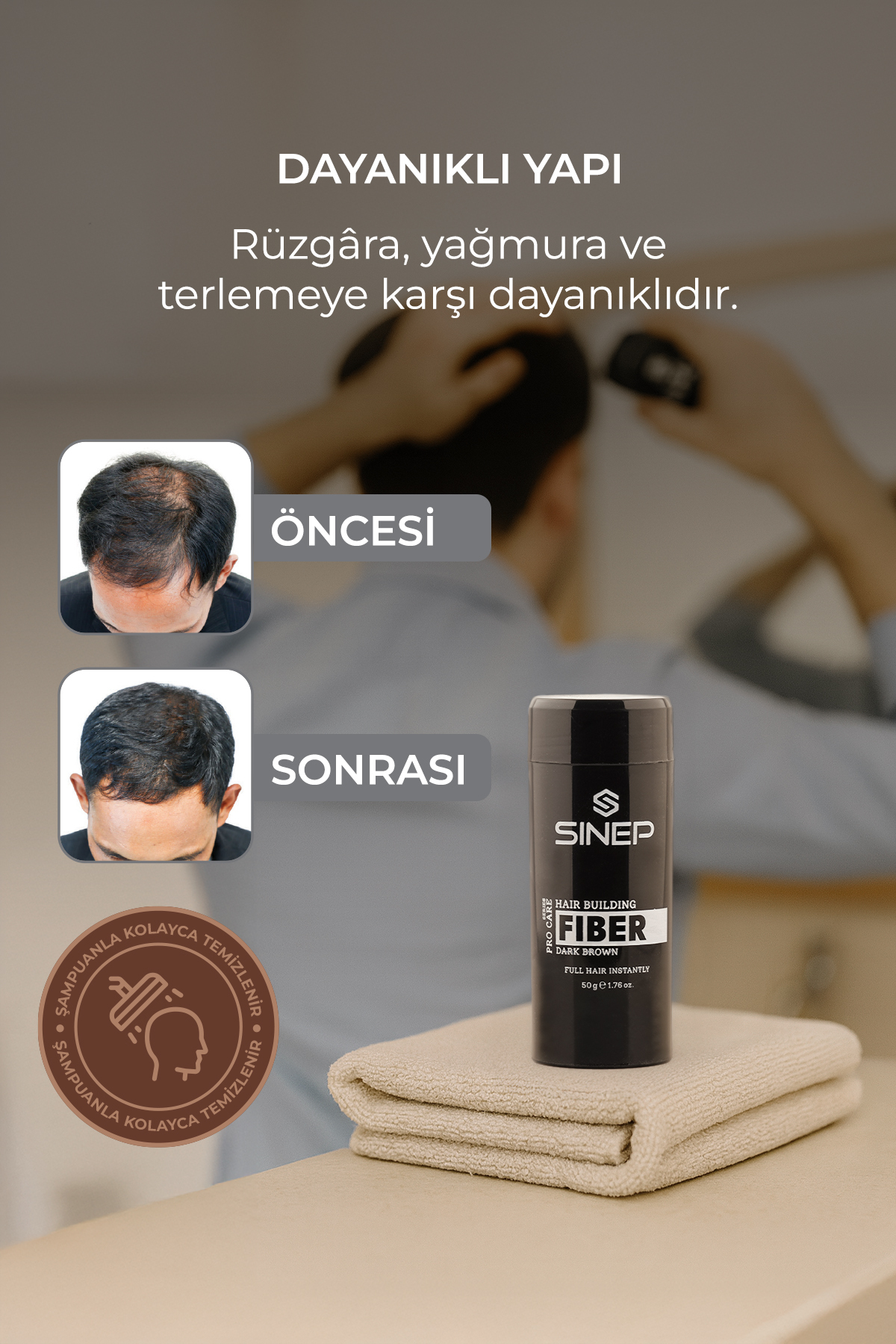 HAIR BUILDING FIBER 50G DARK BROWN — SB.SBOU.0003.21290 — تصویر 4 از 5