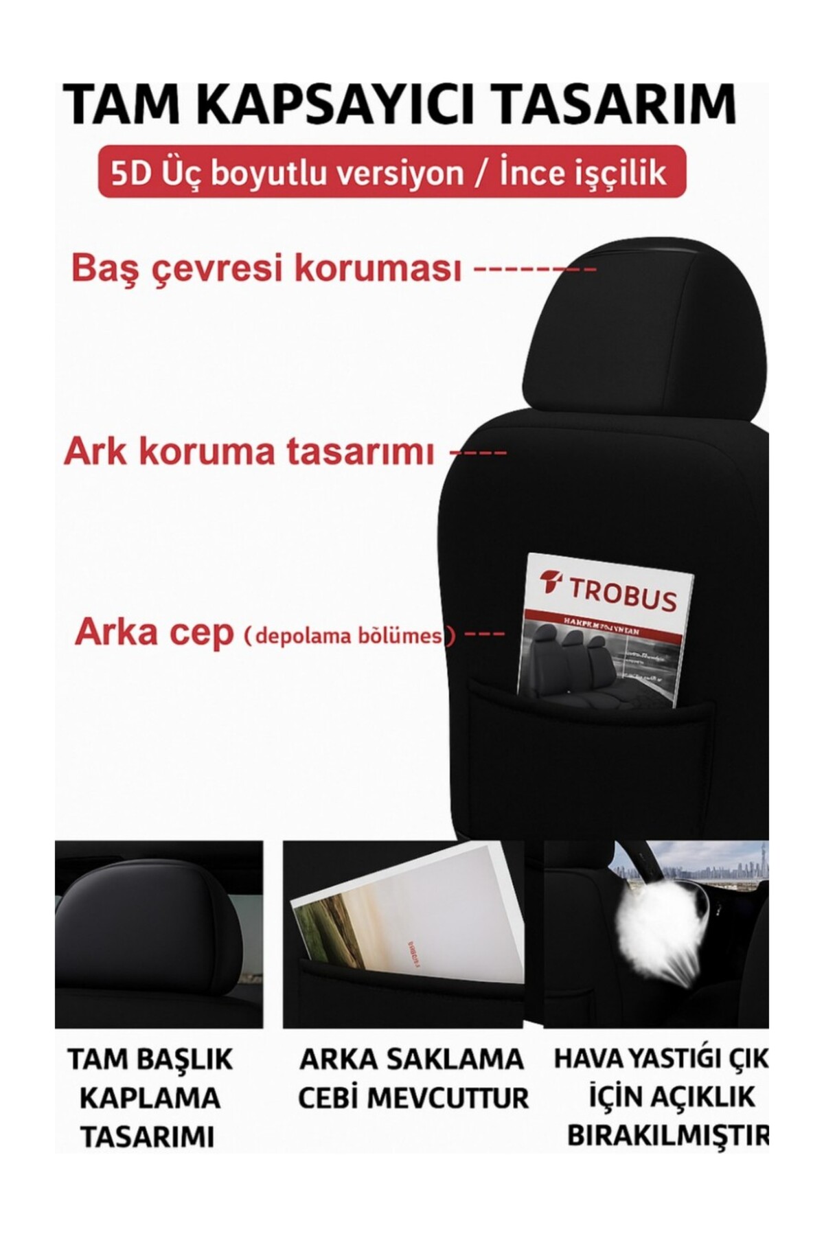 Üniversal Nergis Serisi Tay Tüyü Lacost Oto Koltuk Kılıfı – Siyah görseli