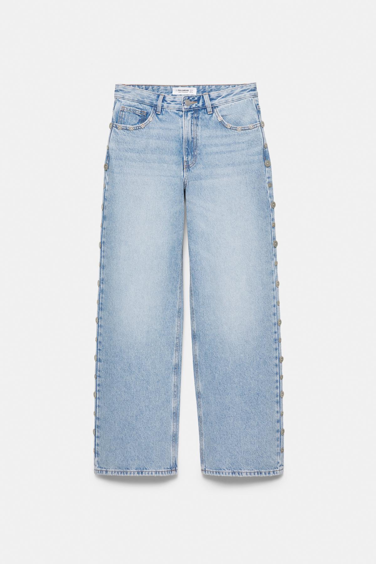 Pull & Bear  Düğme detaylı baggy jean - Görsel 7