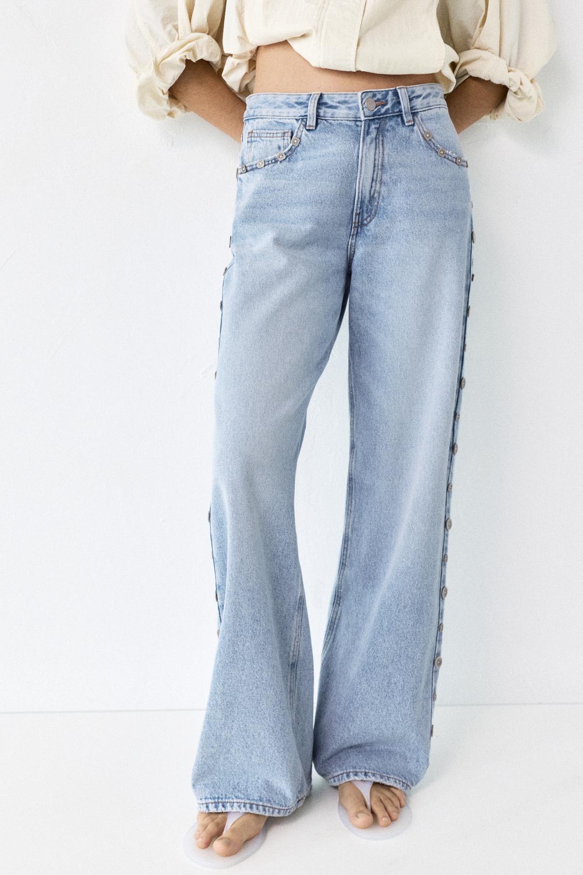 Pull & Bear  Düğme detaylı baggy jean - Görsel 4