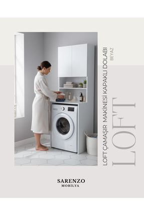 Sarenzo Loft Çamaşır Makinası Dolabı (Beyaz)