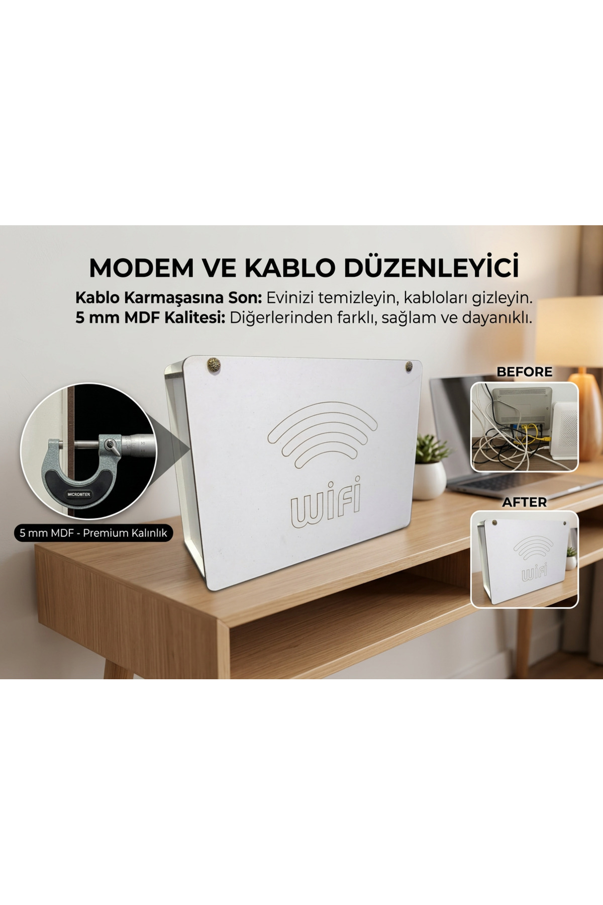 HANGABLE DECORATIVE MODEM WİFİ STORAGE HIDING BOX - HANGABLE-5MM THICKNESS
