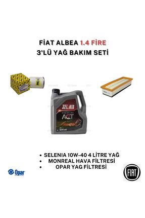 Opar Fiat Palio 1.4 8V Yağ Bakım – Selenia 10W-40 4L Motor Yağı + Yağ Filtres...