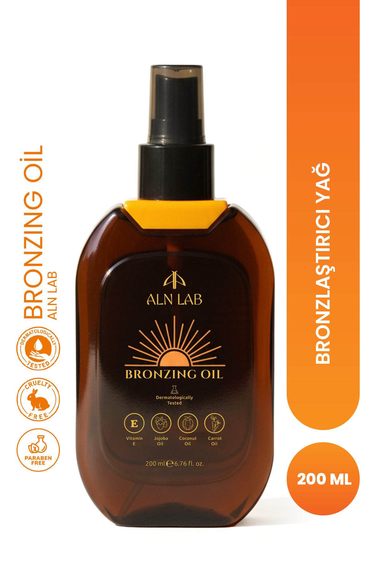 ALN LAB Bronzing Oil Jojoba Yağı ve Vitamin E İçerikli Besleyici Bronzlaştırıcı Yağ 200 ml — 8685119260174