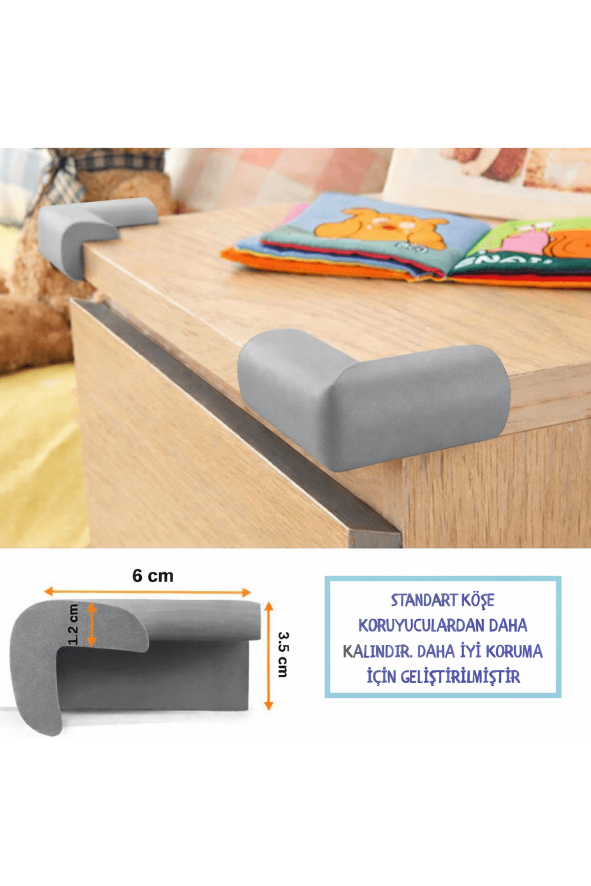 Evokids Ekstra Kalın Kenar Koruyucu Seti 6 Metre + 4 Adet Köşe Koruyucu | Bebek Çocuk Güvenlik Seti fotoğrafı 3 (önizleme)