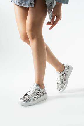 dericia shoes Glow Hakiki Deri Kadın Günlük Örgülü Sneaker Ayakkabı
