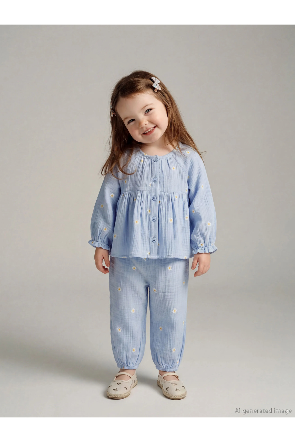 LC Waikiki Mavi Çiçekli Kız Bebek Gömlek ve Pantolon fotoğrafı 3 (önizleme)