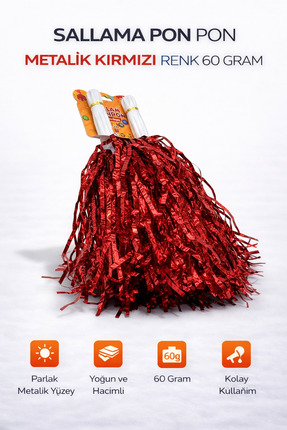 Beimo Sallama Pon Pon Kırmızı Renk 1 Çift 60 Gram , 2 Adet Kırmızı Pon Pon Do...