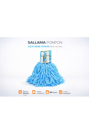 Beimo Sallama Pon Pon Açık Bebe Mavisi Renk 1 Çift 60 Gram , 2 Adet Açık Mavi...
