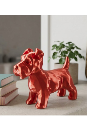 BCİ 3D Parlak Koyu Pembe İskoç Terrier Köpek Biblo – Modern Dekoratif 3D Figü...