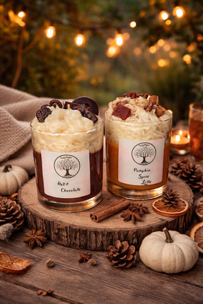 Tomris Hatun 2'li Set; Pumpkin Spice Latte ve Hot Chocolate Mum, Soya Wax Mum...