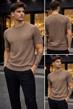 Gül Maison Premium Örgü Triko T-Shirt – Slim Fit, Yumuşak Dokulu, Yazlık Erke...