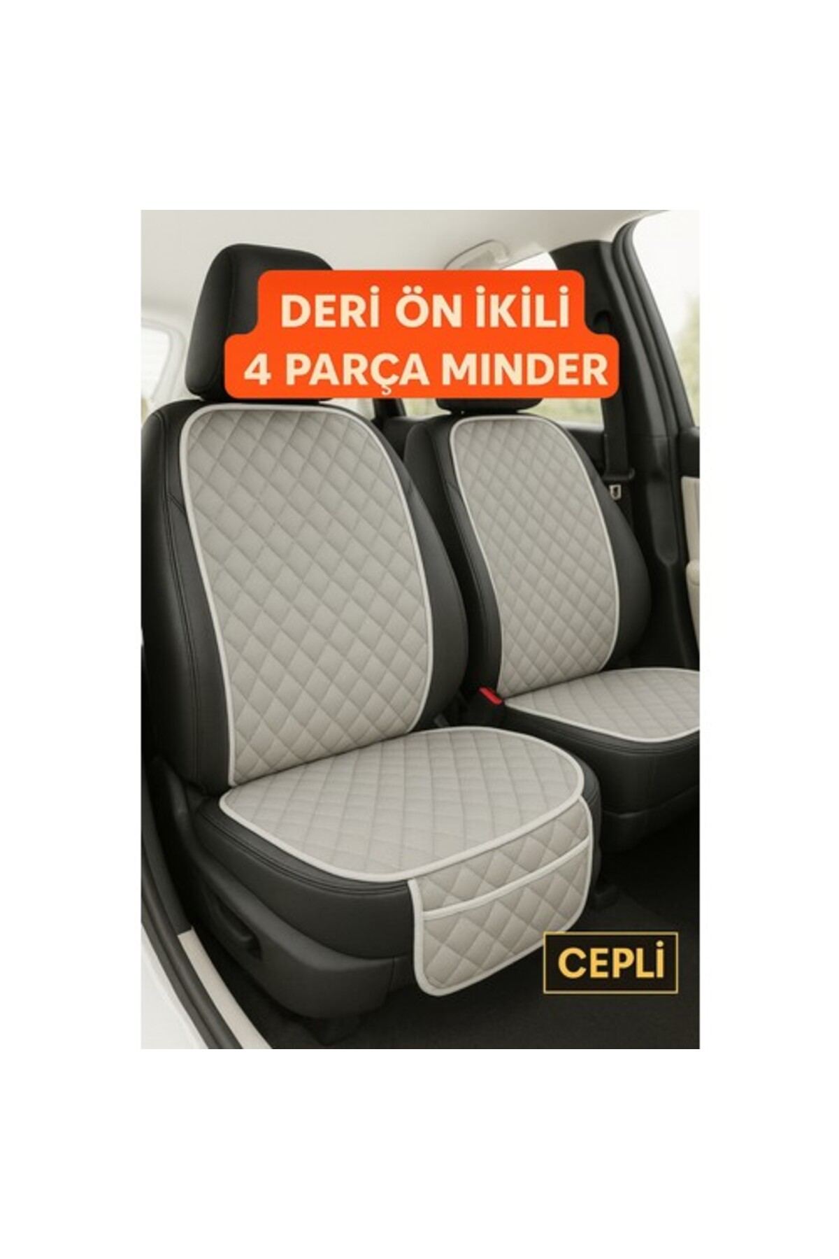 Jeep Cherokee Uyumlu Suni Deri Oto Koltuk Minderi Silinebilir Leke Tutmaz Kapitone 2'li Gri — alternatif görsel
