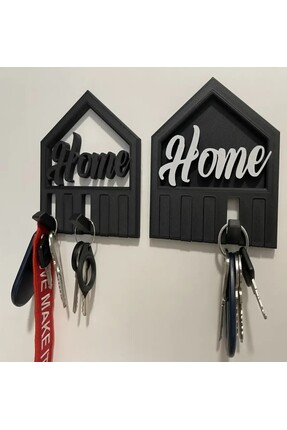 3DLABS Home Yazılı Ev Şeklinde 2 Renkli 3D Yapışkanlı 5 Bölmeli Anahtarlık