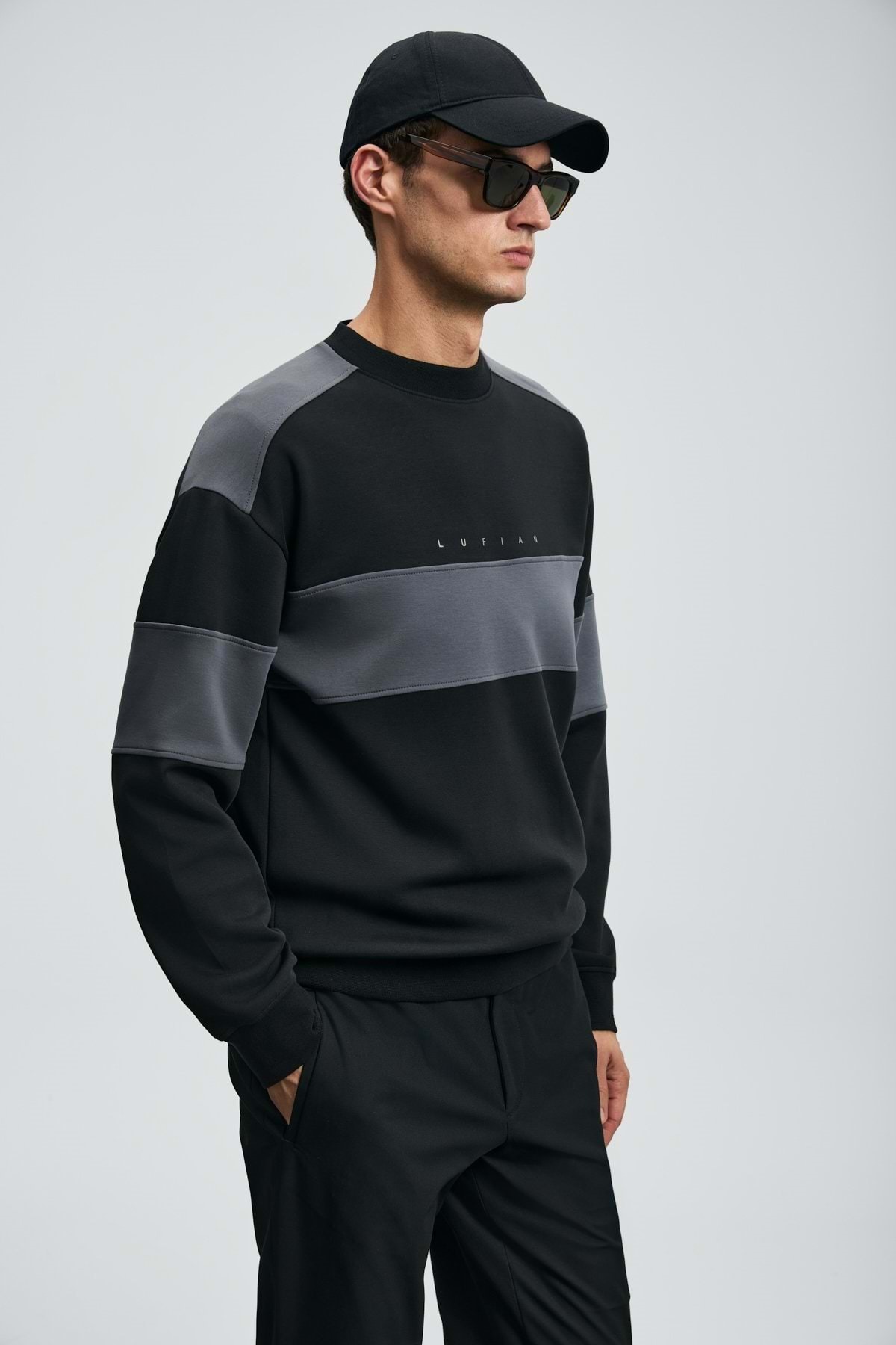 Lufian  112030189 Pıeces Erkek Sweatshirt SİYAH - Görsel 4