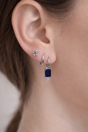 AG LUNERA 925 Ayar Gümüş Lacivert Zirkon Taşlı Sallantılı 3'lü Küpe | Zarif &...