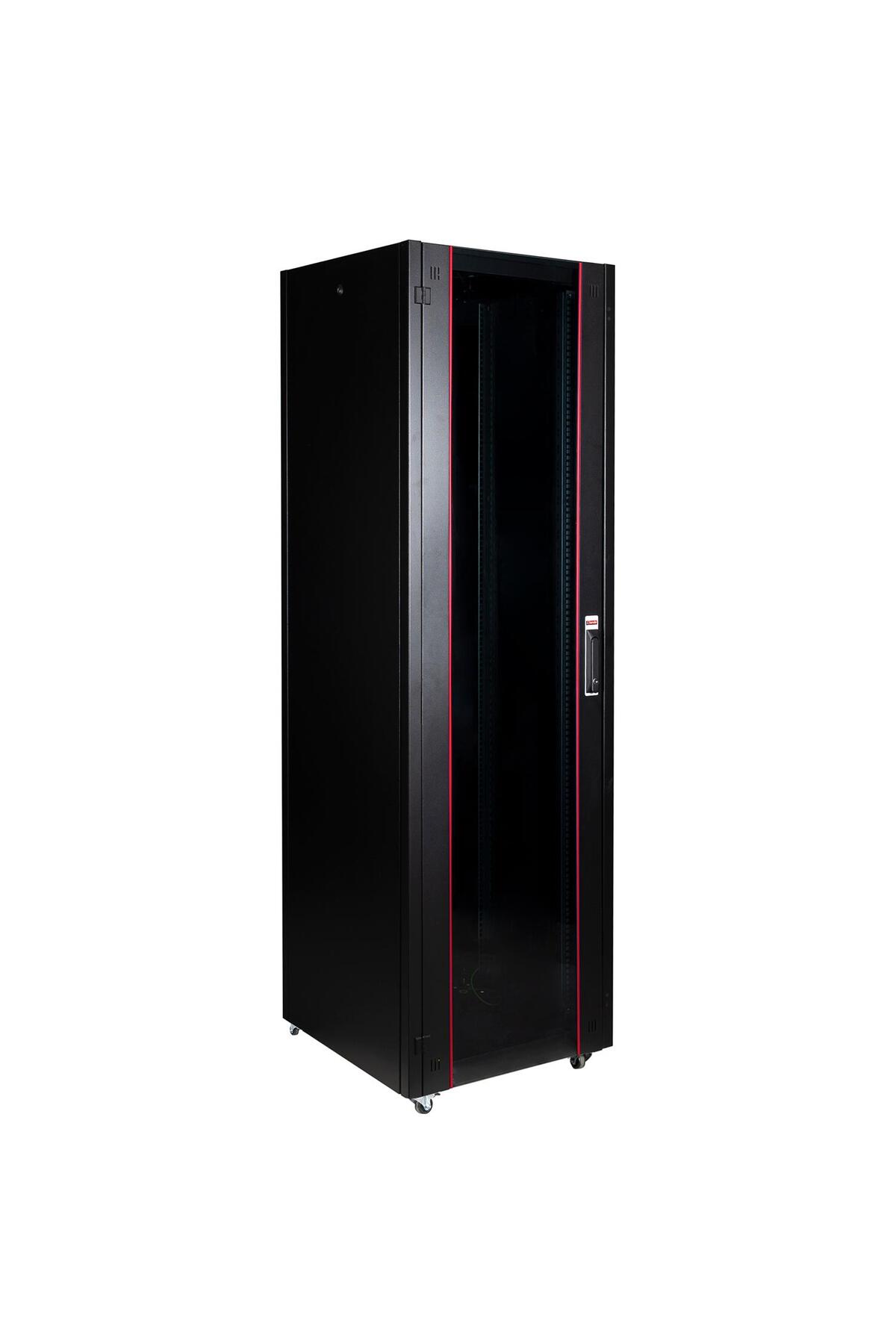 Hyperline Racks Lande 42U 600x600 Hyperline Dikili Tip Rack Kabinet (Siyah) (Ön Cam ...