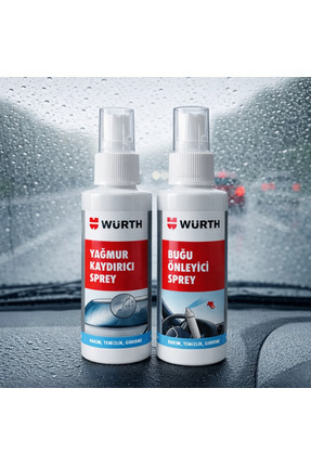 Würth Yağmur Kaydırıcı + Buğu Önleyici Sprey 150 ml + 150 ml | Araç Cam Su İt...