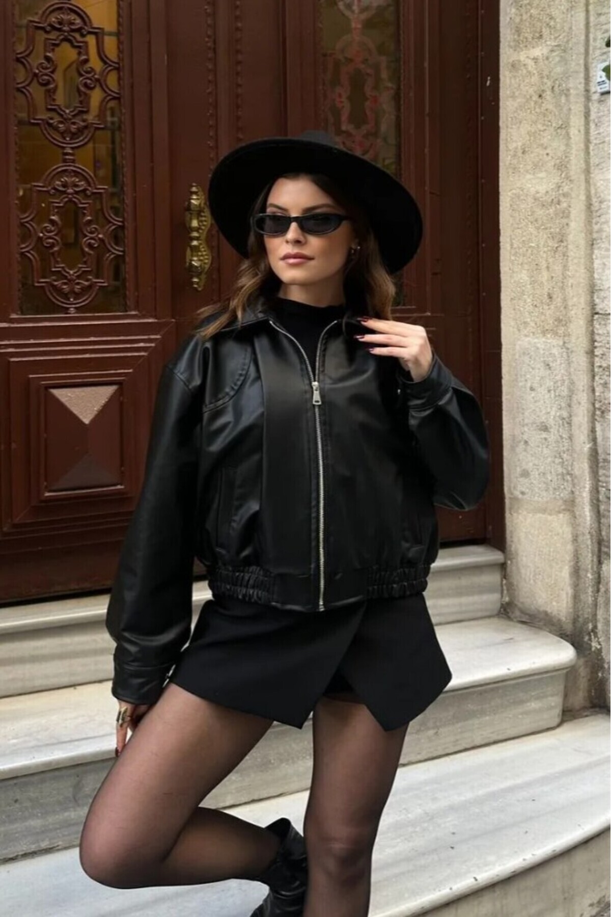 Blanco  Yeni Sezon Kadın Bomber Deri Ceket - Görsel 3