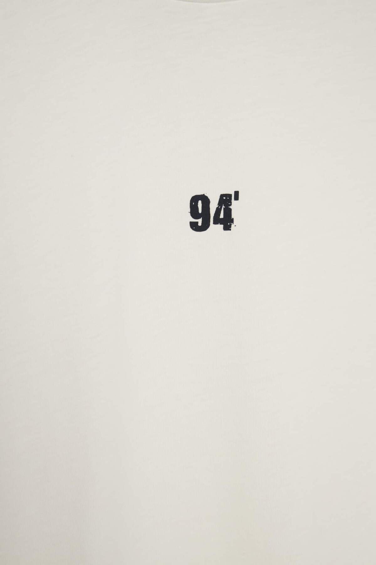 DeFacto %100 Pamuk Boxy Fit Slogan Desenli Bisiklet Yaka Atlet H3629AX26SM görsel 2