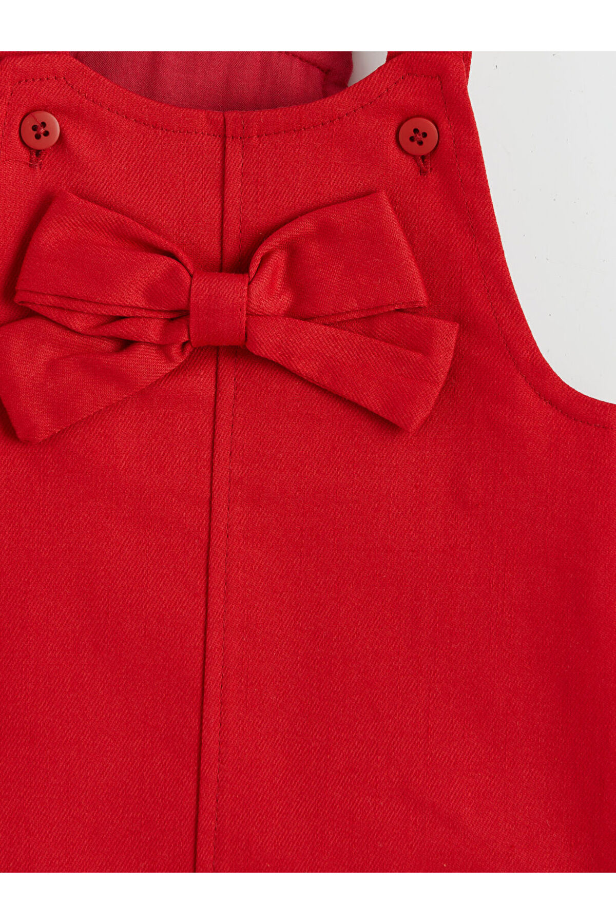 LC Waikiki Kırmızı Fiyonklu Kız Bebek Gabardin Elbise fotoğrafı 6 (önizleme)