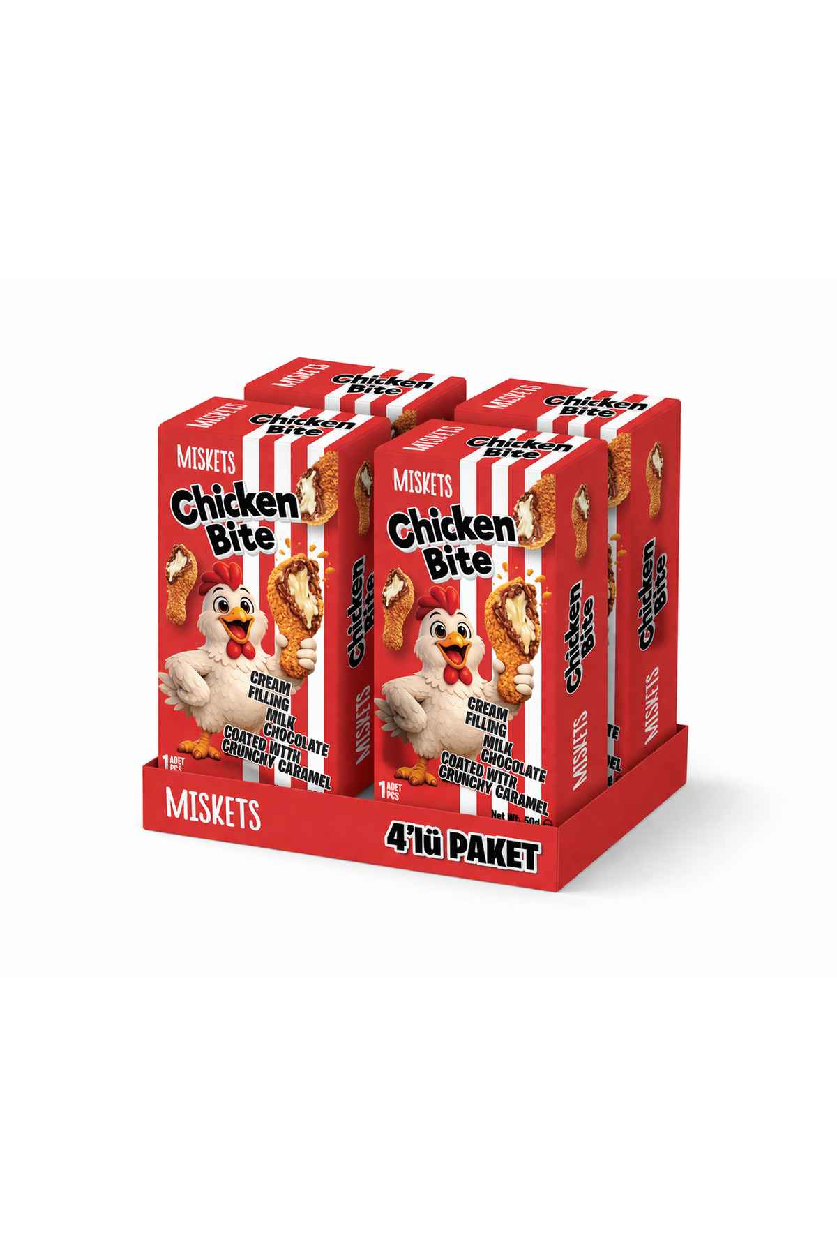 Miskets Chicken Bite Tavuk Budu Çikolata – Akışkan Karamelize Bisküvi Kaplı Krema Dolgulu Çikolata (4 Adet) - Fiyatı, Yorumları