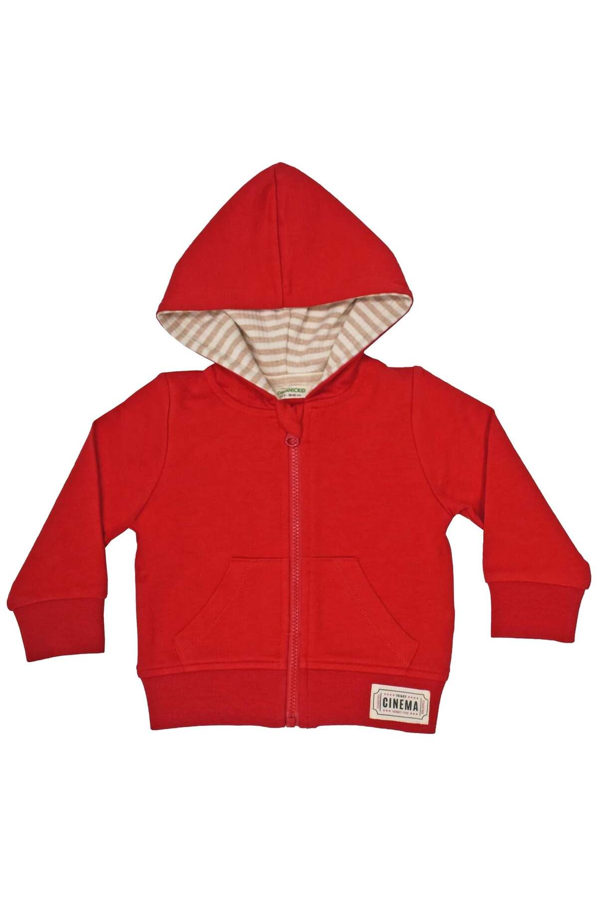 OrganicKid Basic Bebek Kırmızı Kapüşonlu Sweatshirt fotoğrafı 2 (önizleme)