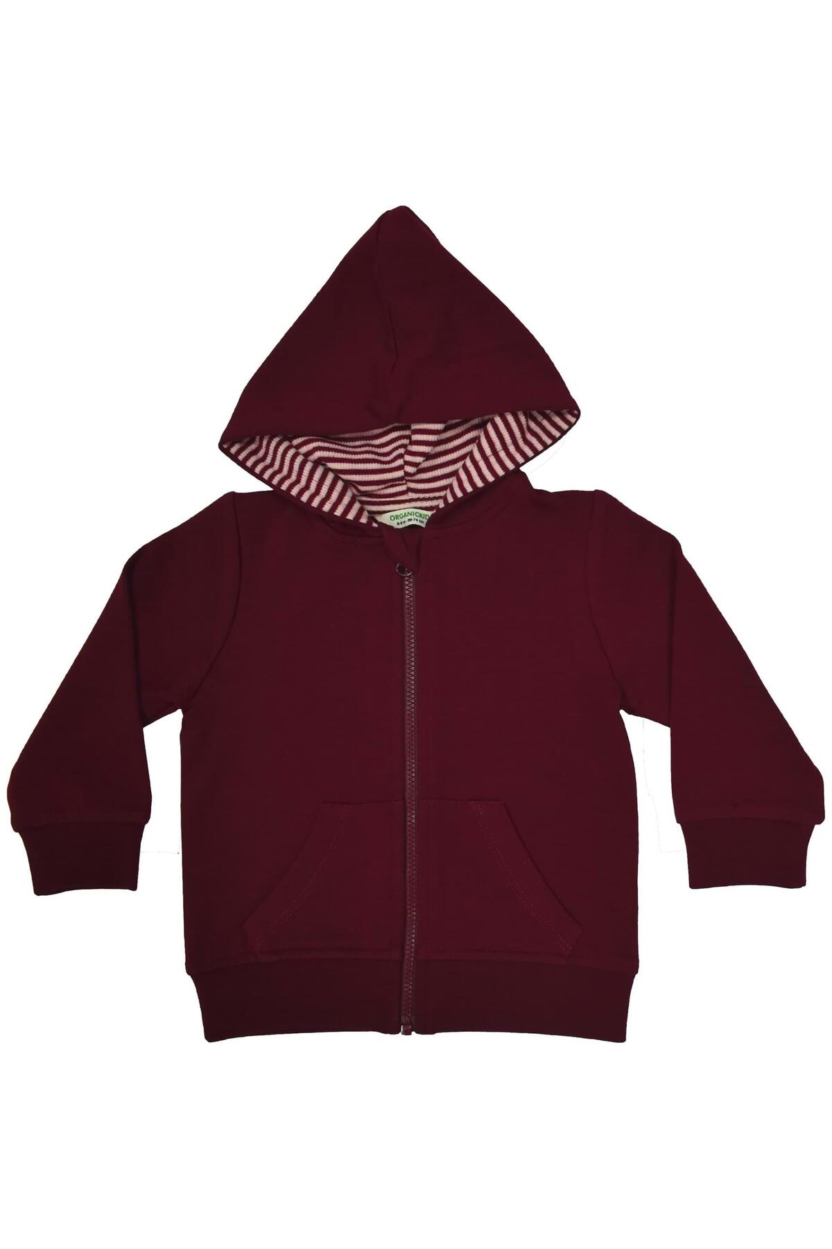 OrganicKid Cranberry Bebek Bordo Kapüşonlu Sweatshirt fotoğrafı 2 (önizleme)