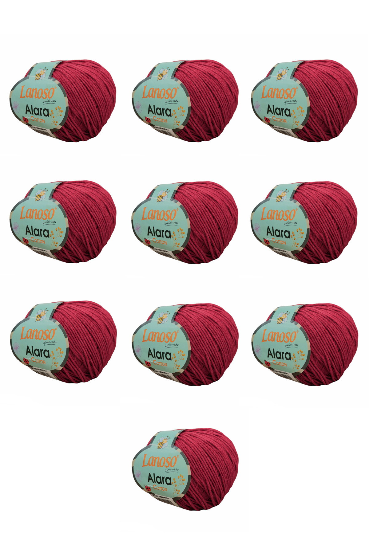 Alara Cotton 10-Pack50 g 140 m Cotton and Acrylic( 956 )Amigurumi and Knitting Yarn