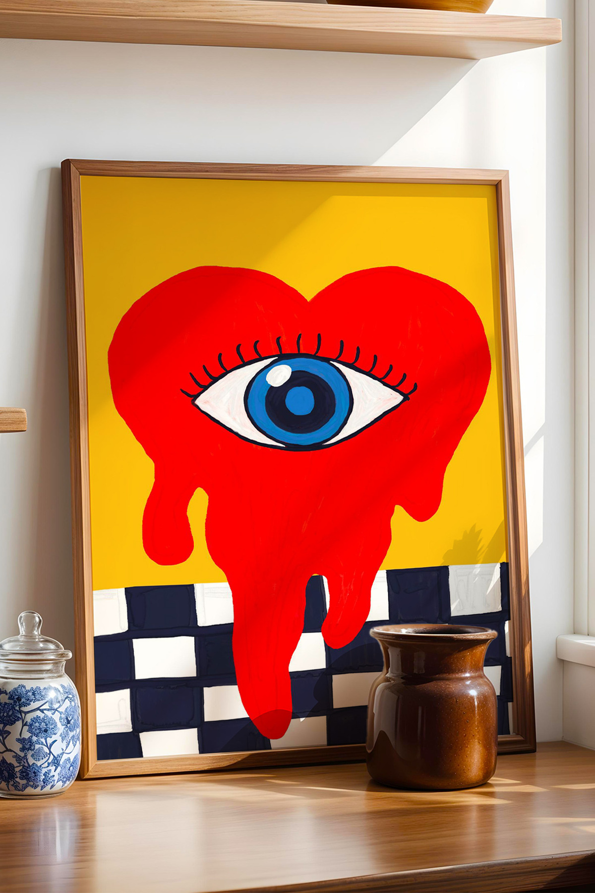 Kalp Tablo Modern Pop Art Poster Soyut Duvar Dekoru Çerçevesiz