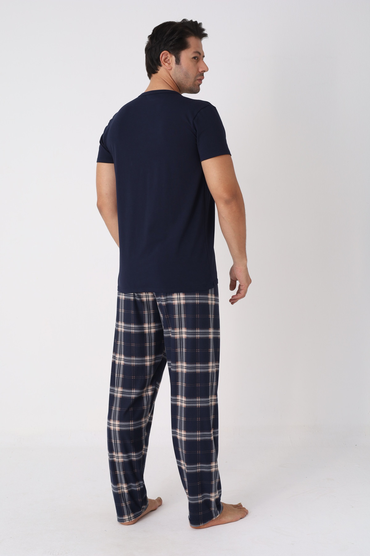 Galaksi Erkek Ekoseli Lacivert Pijama Takımı görsel 6