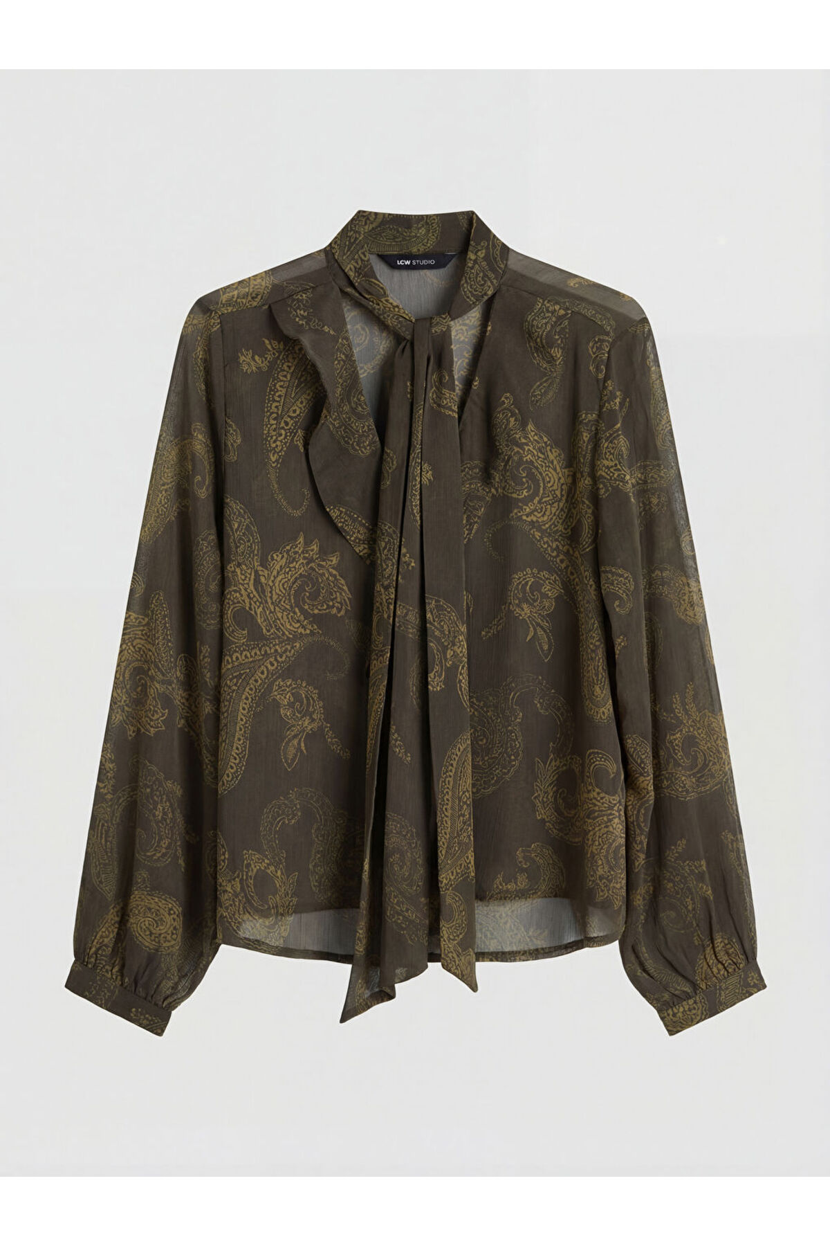 LC Waikiki Mixed scarf collar patterned chiffon blouse from gulis clothing