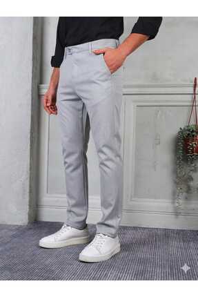 AYRES GİYİM ERKEK LİKRALI KUMAŞ PANTALON MEVSİMLİK GRİ SLİM FİT-DÖRT CEP