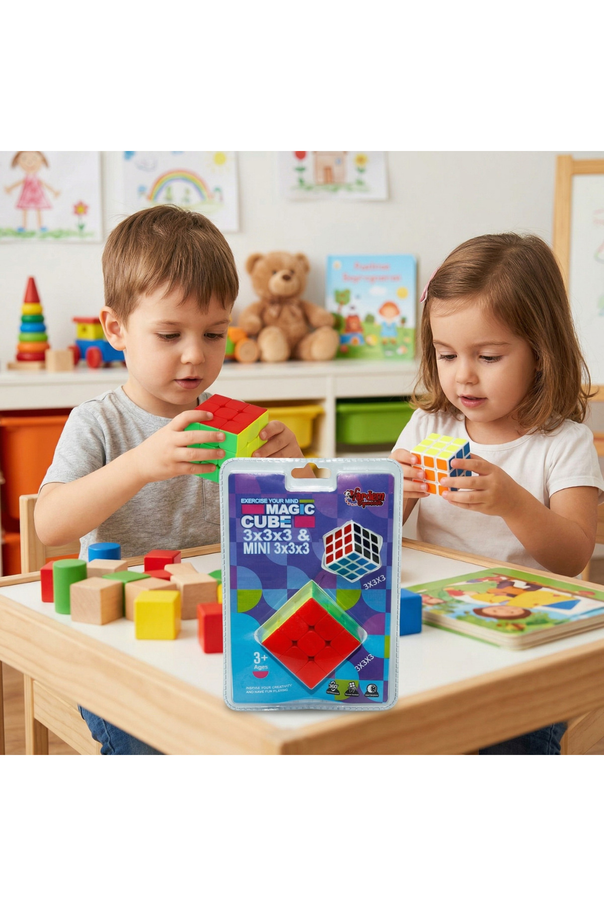 craftivio 2'li Zeka Küpü Seti - Standart 3x3x3 & Mini 3x3x3 - Hızlı Dönen Etiketsiz Eğitici Akıl Oyuncağı fotoğrafı 4 (önizleme)