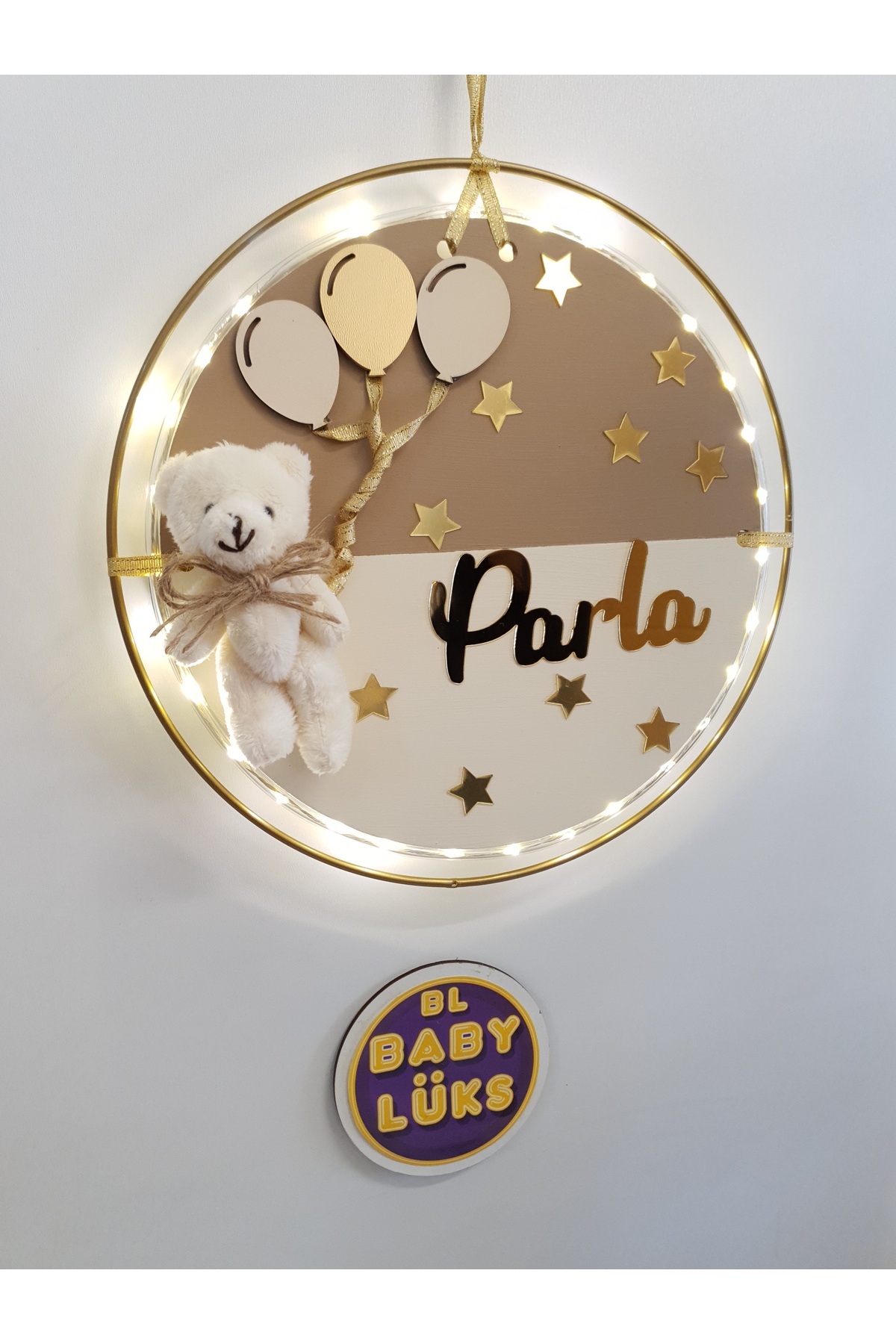 Round Led Lighted Baby Door Ornament, Hospital Ornament, Nameplate, Customized