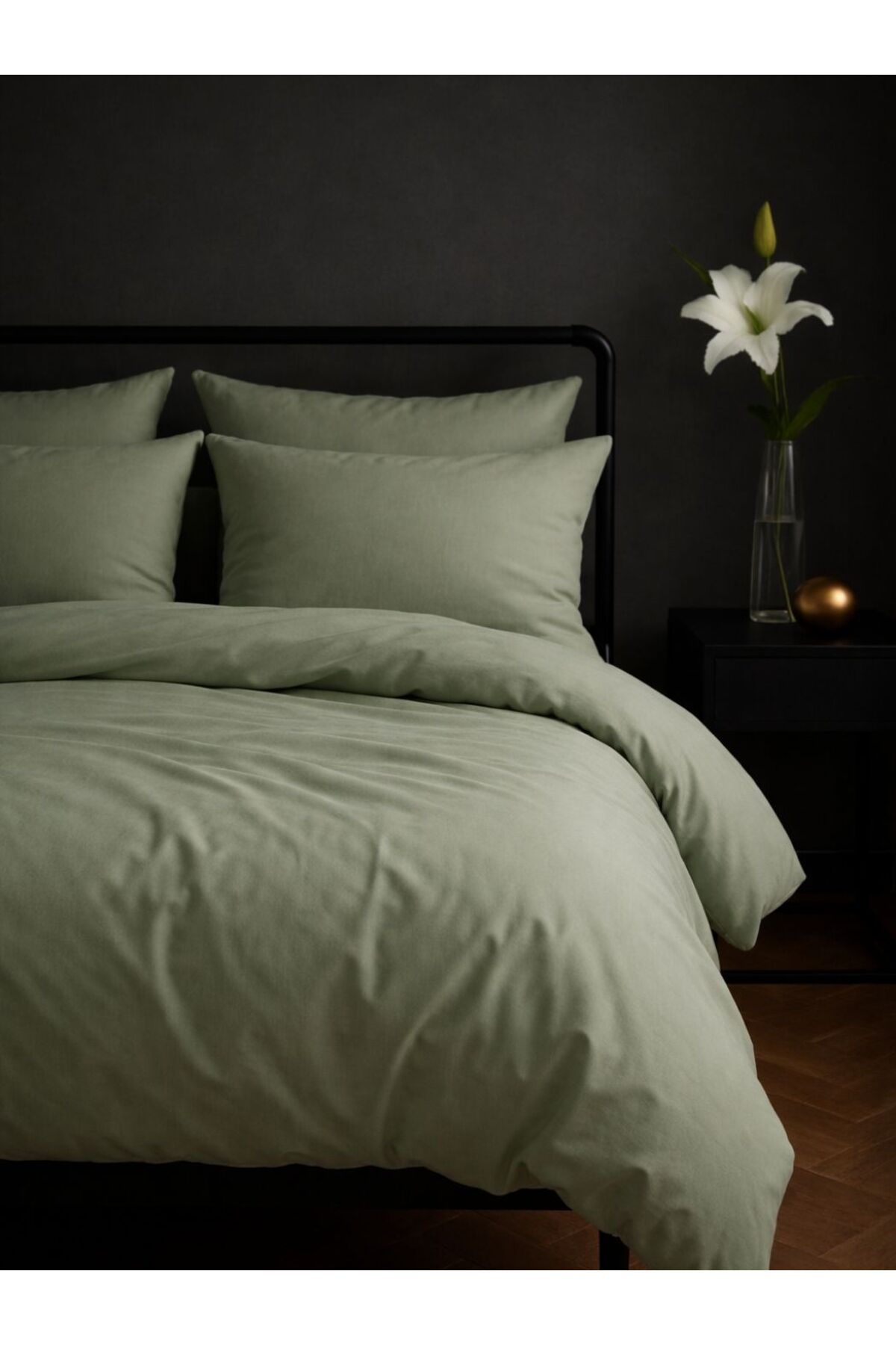 Tabu Home %100 Pamuklu Düz Boya Sage Green Çift Kişilik Nevresim Seti