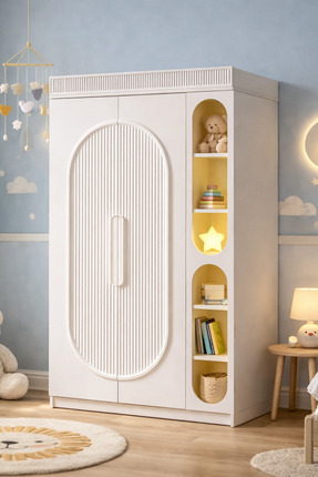 Setay Dolap, Athena 2 Kapaklı Ledli Kitaplıklı Gardırop
