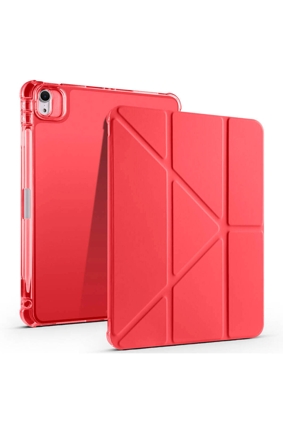 iPad Air 11 2025 M3 Kılıf RNTC Tri Folding Kalem Bölmeli Standlı Kılıf - Kırmızı