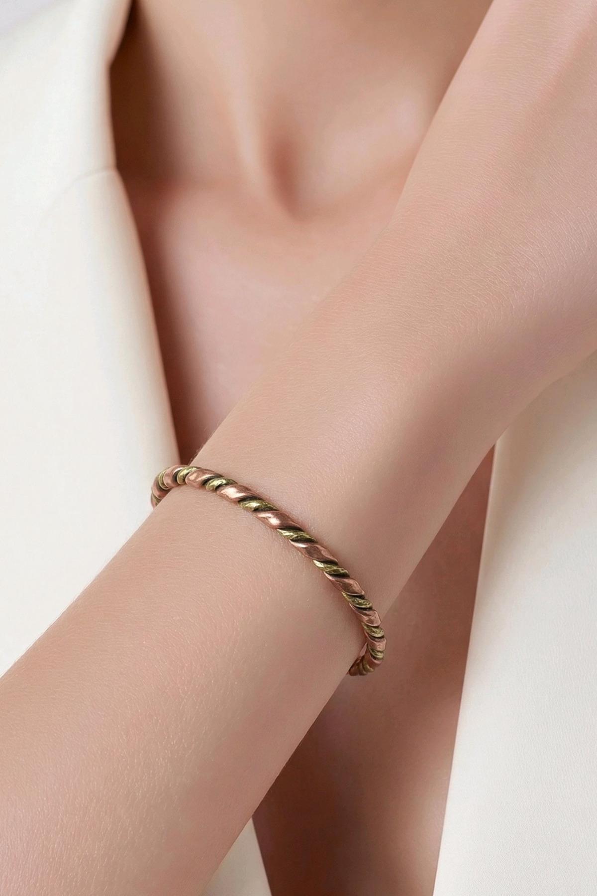 NBS Beautiful Naturel Stones Bakır , Pirinç Saf Unisex Bileklik Ayarlanabilir Enerji Nazar Koruma görsel 2