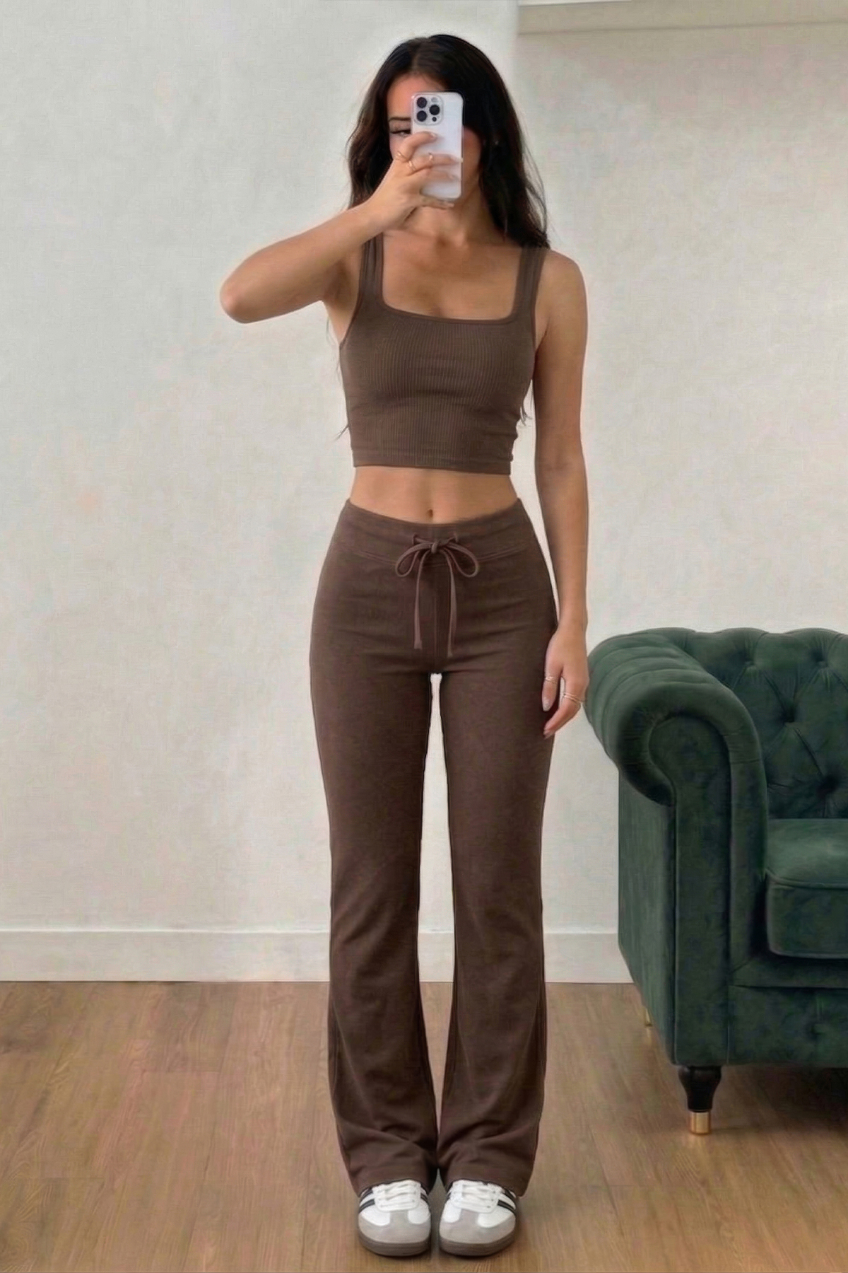 fablair Yumuşak Dokulu Modal Yüksek Bel Esnek Geniş Paça Pantolon görsel 3