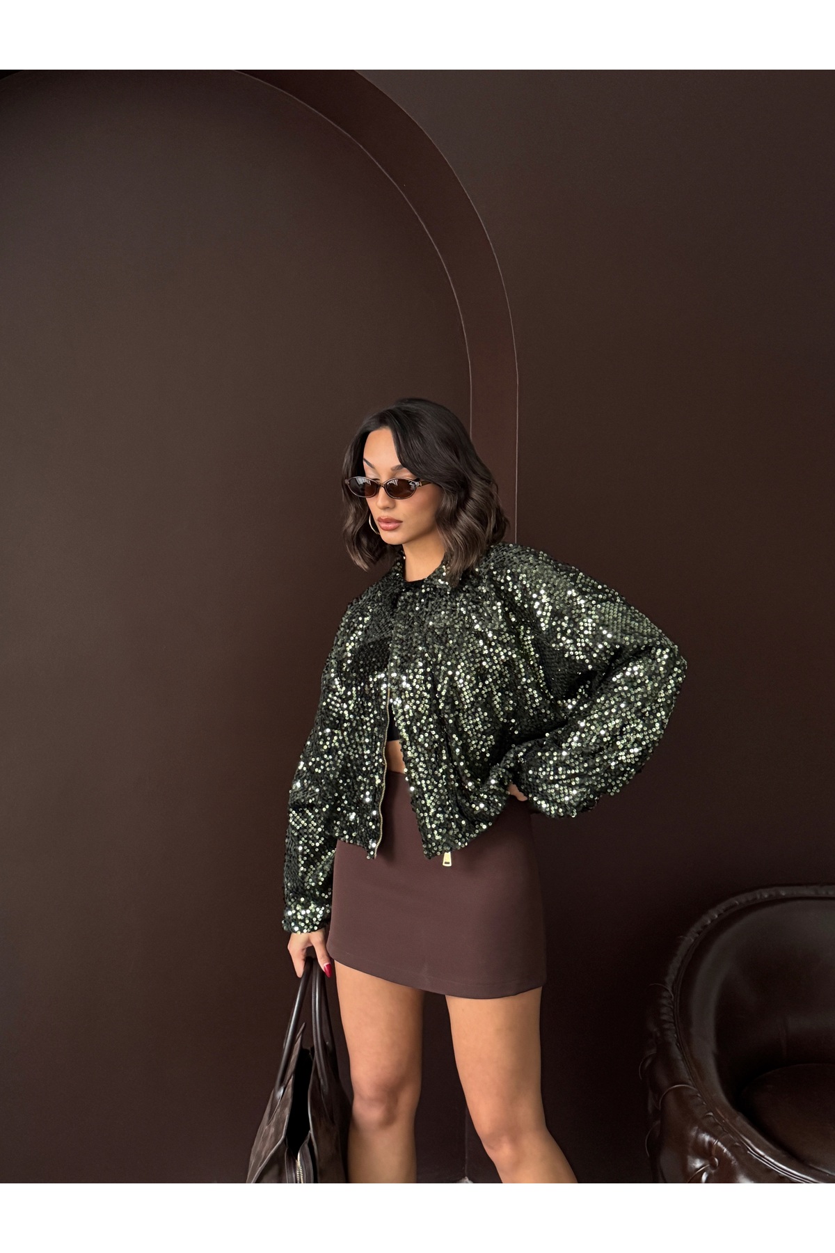 VERYMODA  Payetli Oversize Kadın Ceket – Fermuarlı Işıltılı Şık Üst | F2026 - Görsel 2