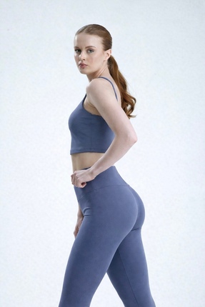 Hola Tait Kadın Antrasit Toparlayıcı Yüksek Bel Basıc Spor Tayt
