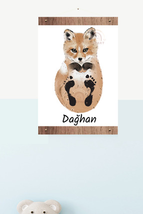 clupartodatasarimi Sevimli Tilki Ayak İzi Seti 30x45 cm 3-6 Yaş