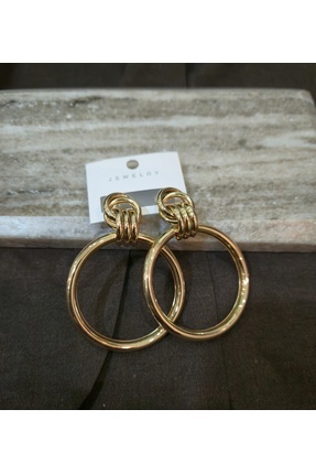 ELMERIAJEWELRY Boğum Detaylı Sallantılı Halka Küpe