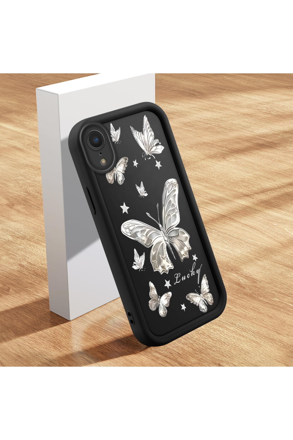 slim Soft Silicone Phone Case with iPhone XR Compatible Butterfly Pattern Camera Protection