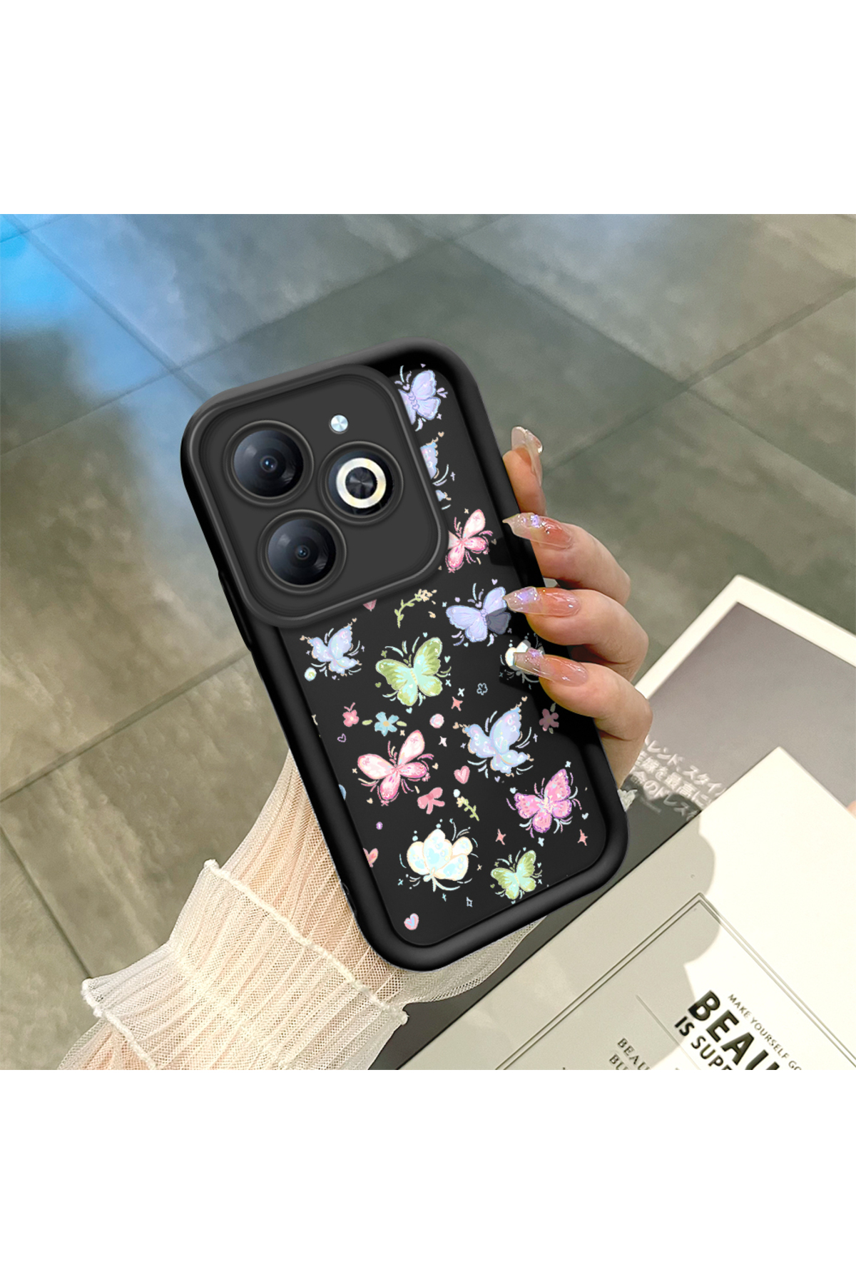 Infinix Hot 40i Compatible Slim Soft Silicone Phone Case with Camera Protection Colorful Butterfly Pattern