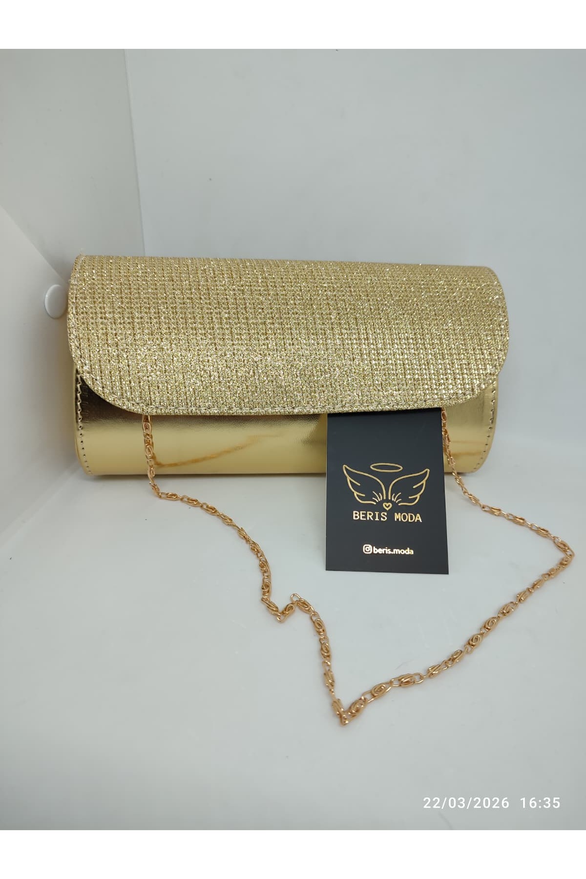 beris moda Kadın Göz Alıcı Parlak Simli Abiye Çanta 10x20cm görsel 2